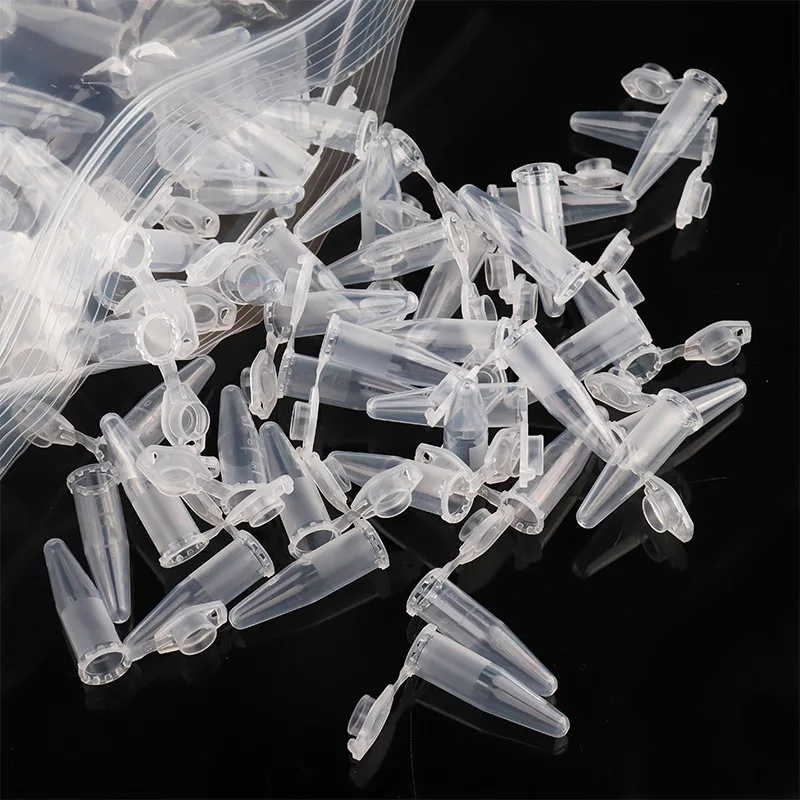 0.5 Ml Laboratory Transparent Micro Plastic Centrifuge Tubes with Snap Lid Container Lids for Laboratory Samples 50 Pieces