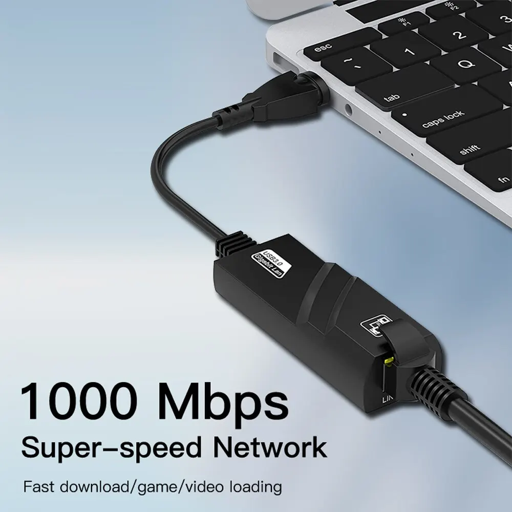 ethernet adapter FENVI 1000Mbps USB3.0 To Rj45 Network Adapter RTL8153 Lan Ethernet Adapter 100/1000Mbps Network Card Macbook Laptop Win10/11