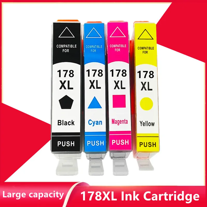 4Pack Cartuccia Di Inchiostro Compatibile Per Hp 178 Per Hp 178 178Xl Per Hp 178Xl Photosmart 5510 5515 6510 7510 B109A B109N B110A Stampante
