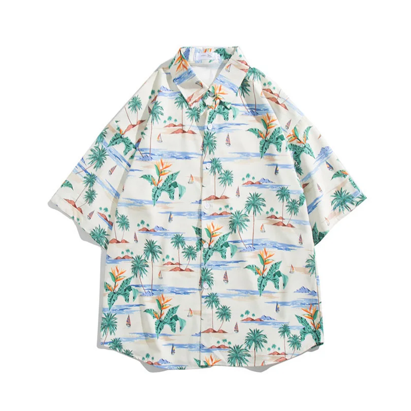 

Summer Hawaiian Beach Shirt Men Short Sleeve Print Male Thin Cool Casual Shirts Vintage Clothes Board Oversized Blouses 2023