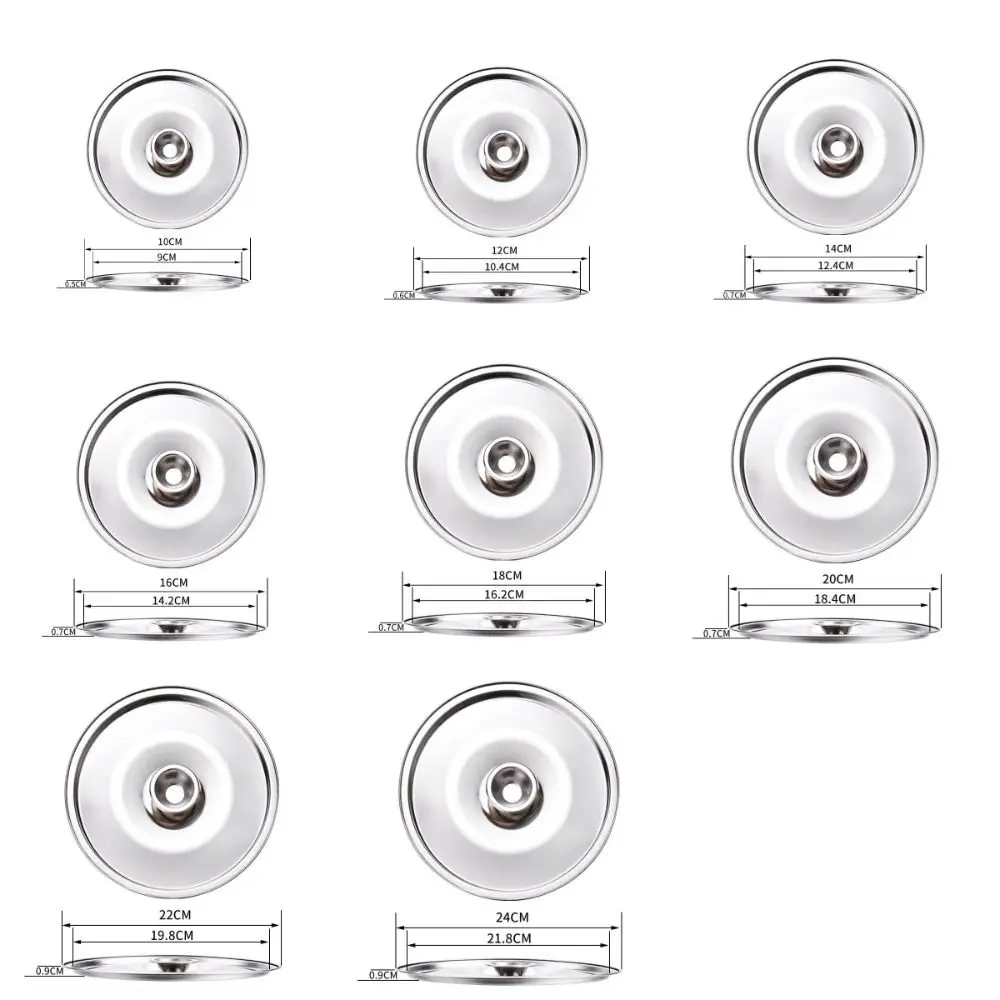 10-24cm Round Pot Lid Thicken Stainless Steel Saucepan Cover Replacement Universal Kitchen Food Lid Kitchen Supplies glass pot lid glass lid wooden pot lid
