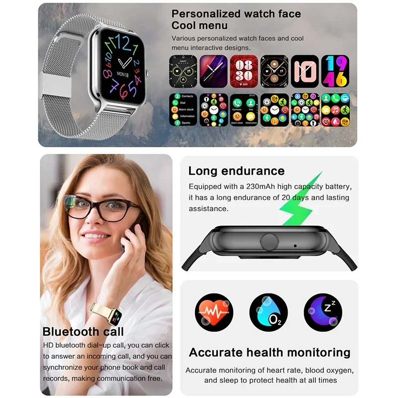 2025 Smart Watch Women 2.01" Full Touch Screen Heart Rate Tracker Bluetooth Call Waterproof Sport Smartwatch Men for Android IOS 2
