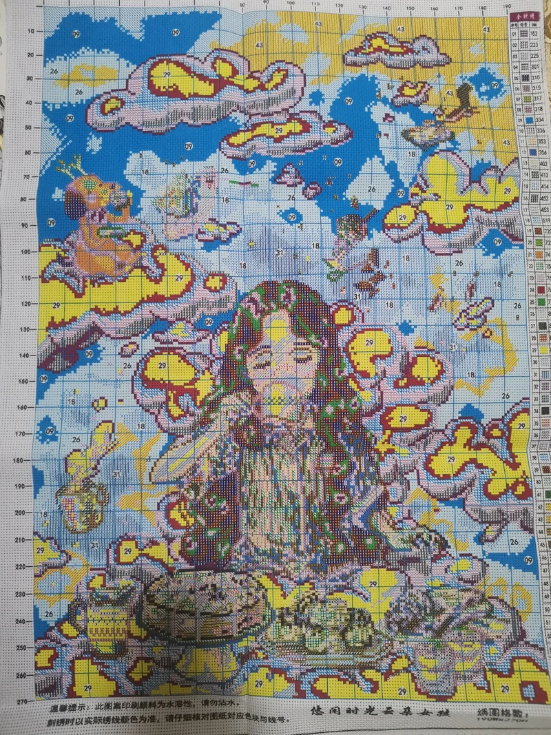 Printed Cross stitch 54*73cm 11CT Needlework DIY Home Decoration Sets For Embroidery kit Full Silk Thread New Cartoon Girl
