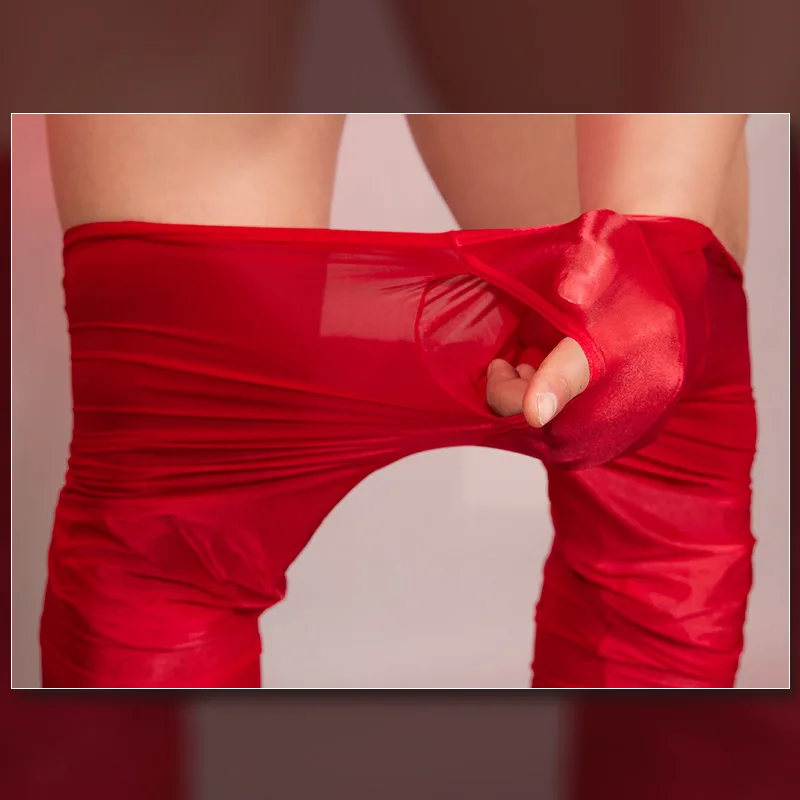 Ultra-thin See Through Seamless Men Tight Leggings Male Sexy Low Waist Sheer Elastic Stockings Sleep Bottoms