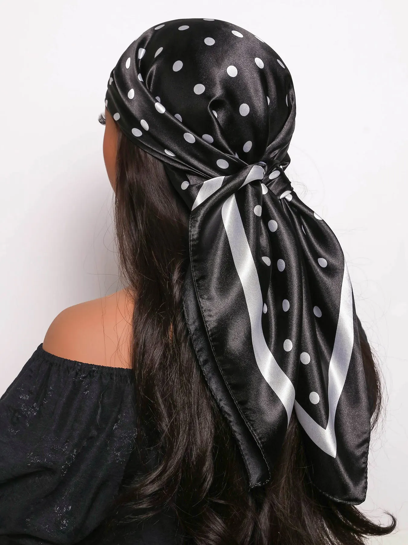Spring Head Scarf Women Brand Square 90*90cm Silk Foulard Satin Bandana Cheveux Soft Neckerchief Hijab Hair Scarves For Ladies