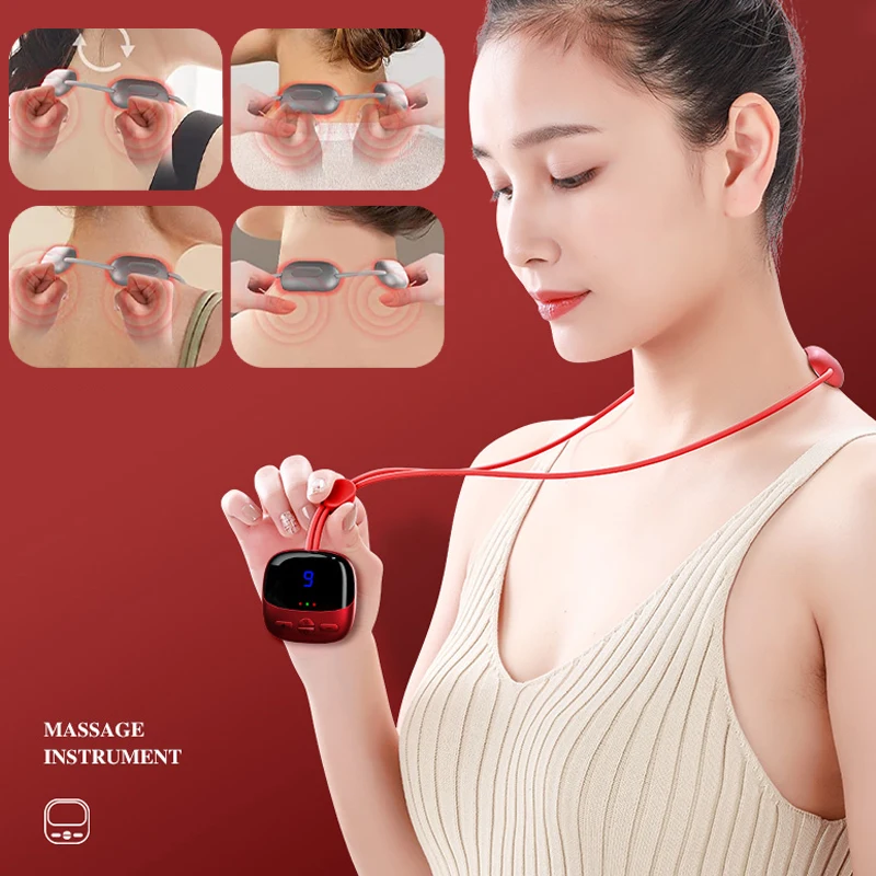 

2022 New Portable Mini Smart Hanging Neck Cervical Spine Massager Pulse Shoulder Hot Compress Relaxation Pain Relief Tool