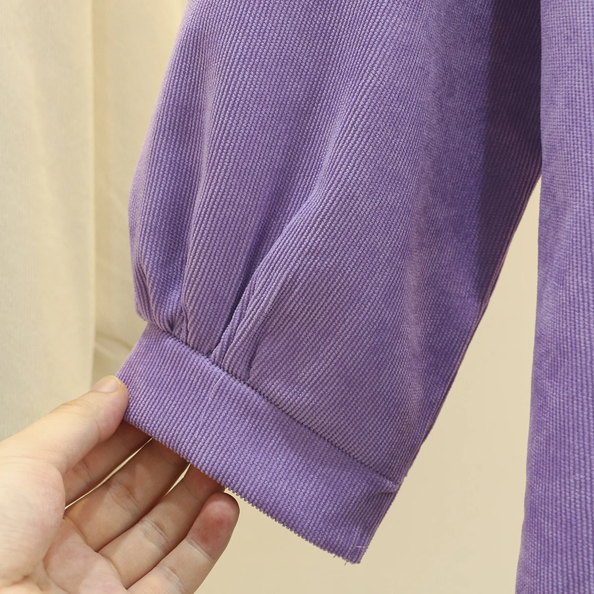 Women's Corduroy Long Sleeve Asymmetrical Length Blouses, Curve Clothes, Loose Tops, Solid Color, Plus Size, 4XL, Spring