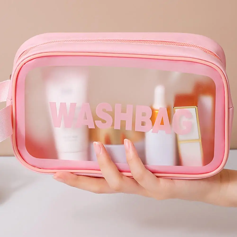 Borsa da Viaggio Portatile per Donna, Trasparente e Impermeabile, Grande Capacità per Cosmetici e Articoli di Bellezza - immagine 5