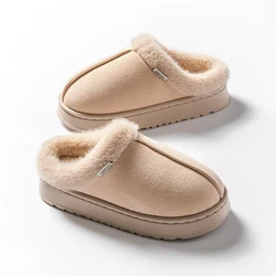 Cozy Unisex Fluffy Indoor Slippers with Thick Anti-Slip Sole - 36-37 (Beige)