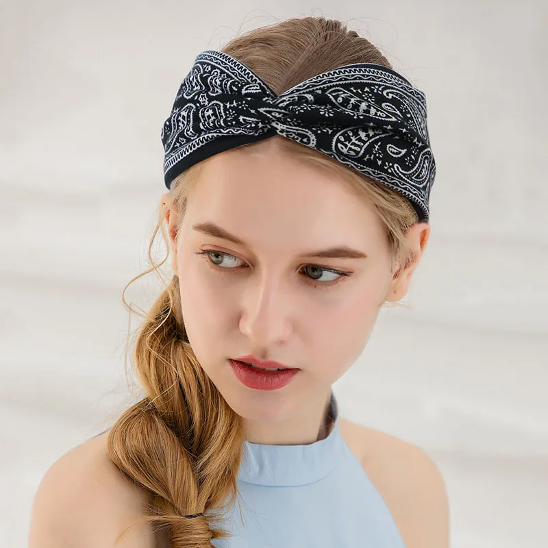 

Headband 2023 New Light Weight Headbands Hair Accessories Woman Summer Bohemian Bandanas Elastic Wide Knitted Knotted Hair Bands