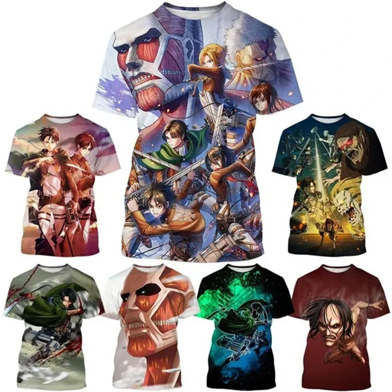 

Футболка Мужская/женская летняя с 3D-принтом «атака на Титанов»