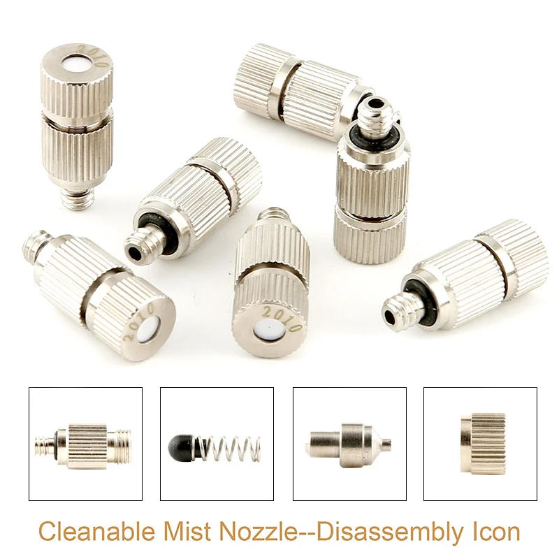 50pcs Outdoor Anti-drip Fogging Spray Head Outdoor Cooling Misting System Nozzle, UNC 10/24 Stainless Steel Misting Nozzles 3