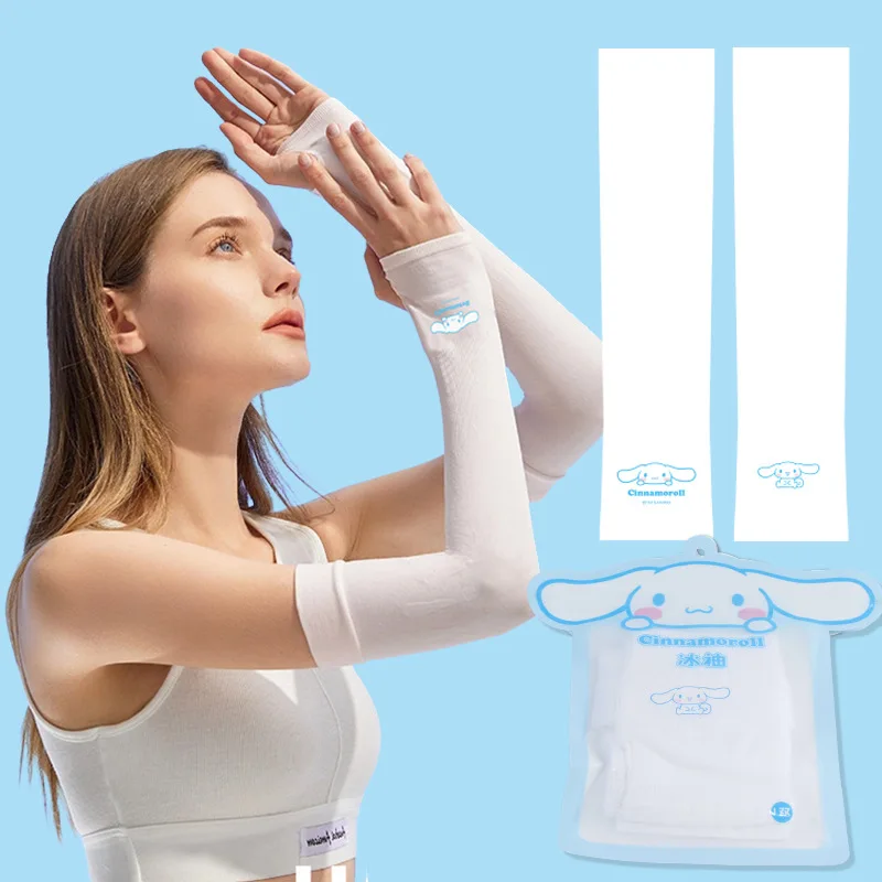 

Sanrio Kuromi Sunscreen Sleeves Cute Cartoon Cinnamoroll Summer Driving Outdoors Cycling Anti-sunburn Armguard Holiday Gifts