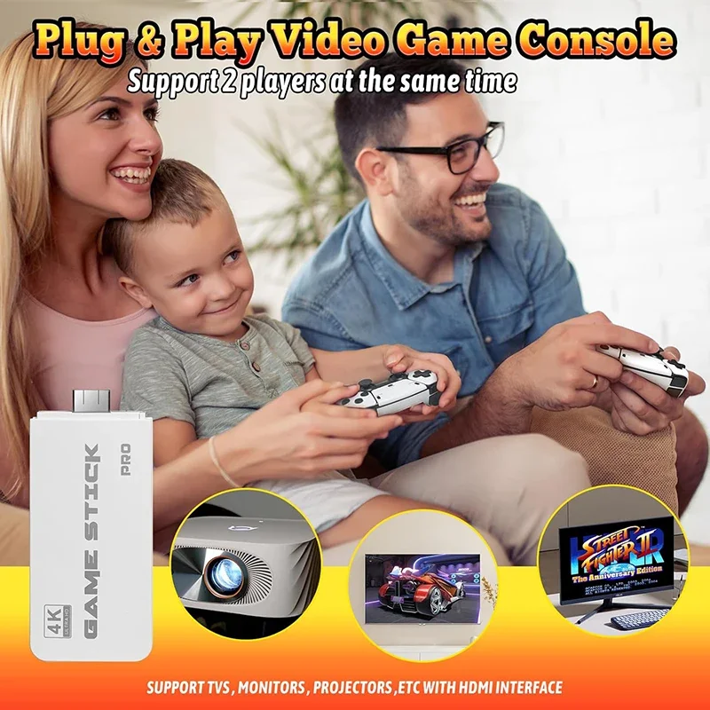 M15 Built in 3/40000 Games 4K TV Game Stick Video Game Console 64G Wireless Gamepad Retro 23+ Simulators for Christmas Gift