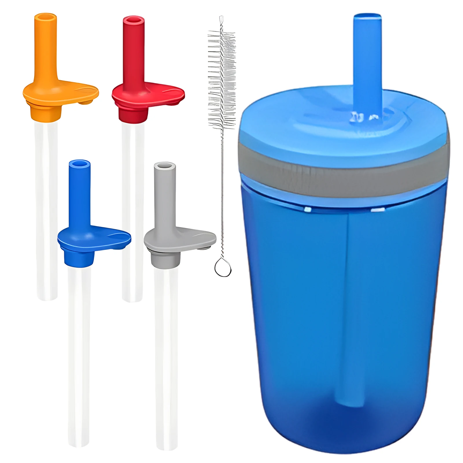 

4pcs Replacement Straw With Bite Valve Durable Easy Clean Safe Tumbler Clear Straight Cleaning Brush Fit For Zak Designs Kelso