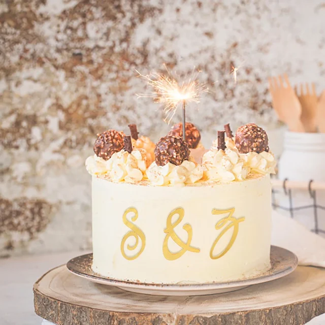 Set Di 3 Decorazioni Per Torta 'Happy Birthday' In Acrilico - Nero, Oro, Argento, Riutilizzabili - Foto 6