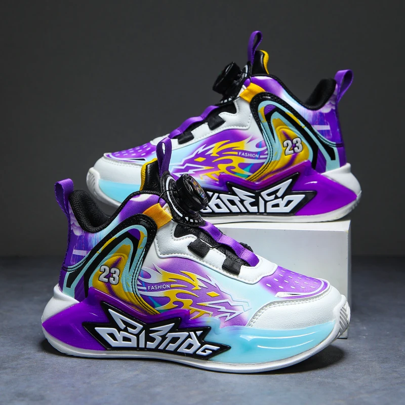 

Autumn Leather Kids Basketball Shoes Boys Sneakers Non Slip Children's Training Athletic Shoes Outdoor Sports Tennis Shoes