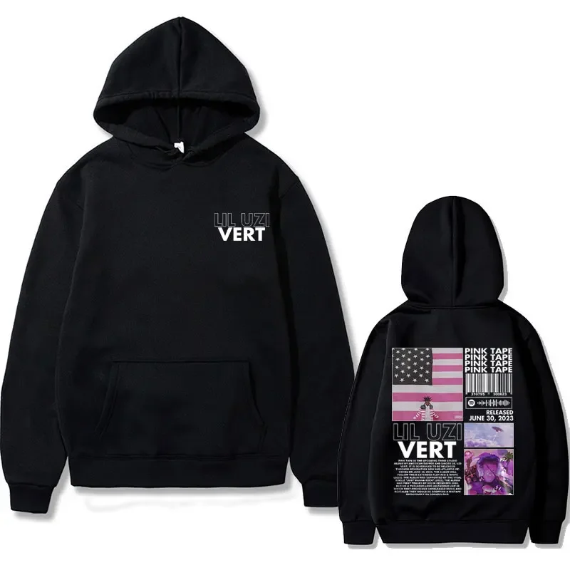 

Limited Edition Rapper Lil Uzi Vert Pink Tape Graphic Hoodie Male Streetwear Unisex Hoodies Men Hip Hop Rap Oversized Sweatshirt