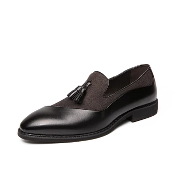 Fashion Business Dress Men's Shoes Classic Leather Men Suits Shoes Slip-On Oxfords Shoes Party tassel designer shoes 4