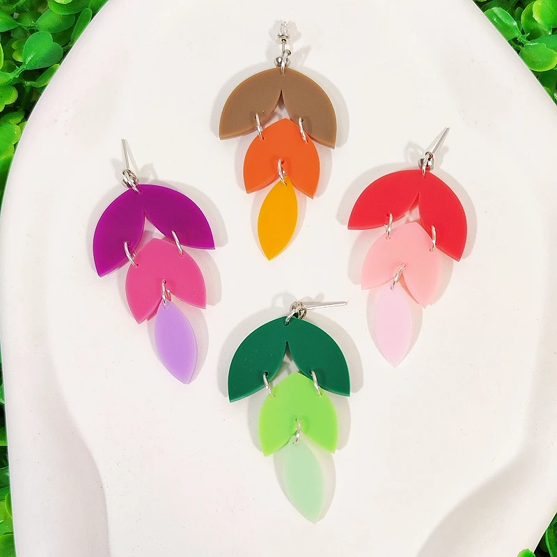 KUGUYS Acryl-Blatt-Ohrringe für Damen, Statement-Schmuck, trendiges Acryl-Zubehör, Sommergeschenk