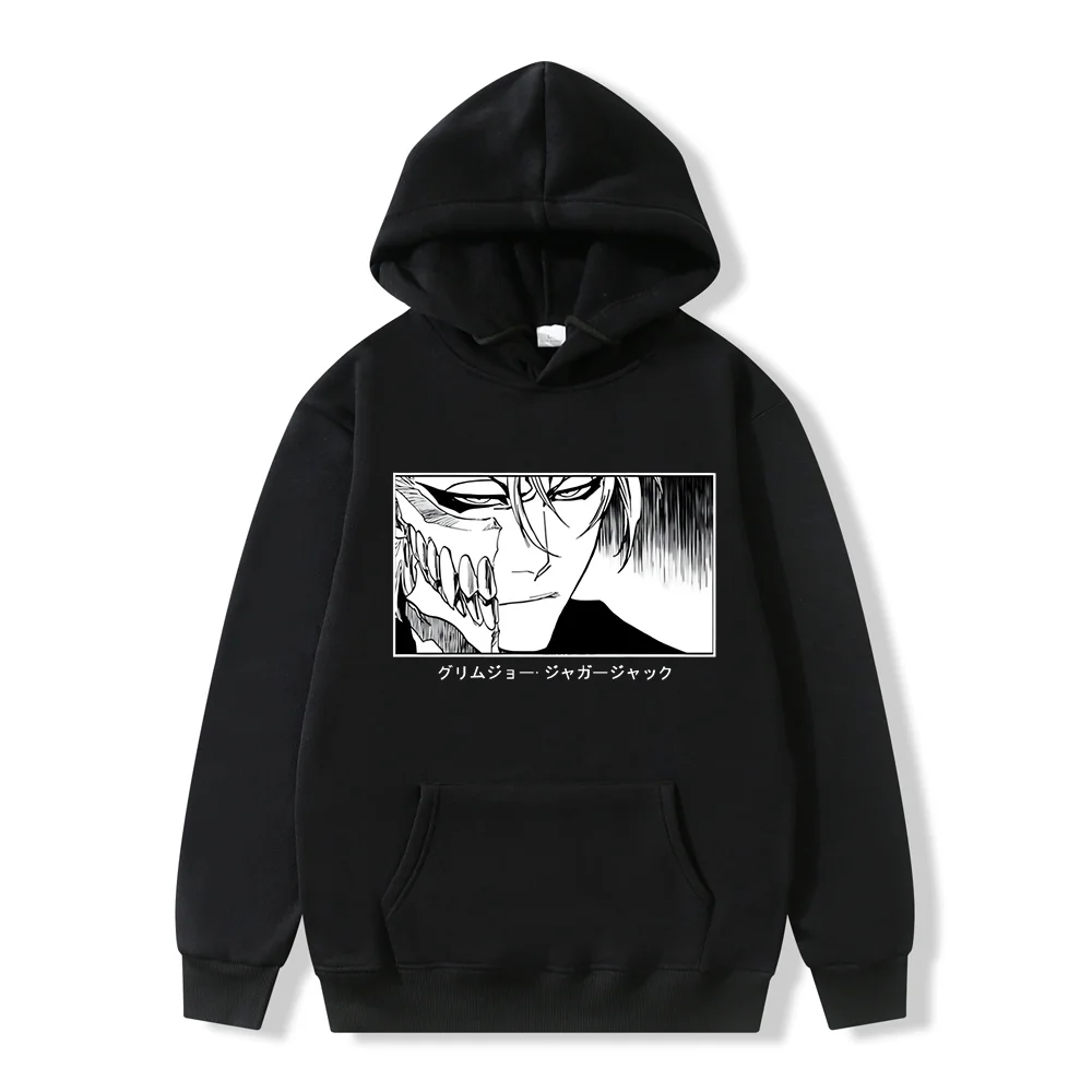

Harajuku Kurosaki Ichigo Bleach Japan Anime Hoodies Men's Funny Cartoon Split Face High Street Long Sleeve Casual Sweatshirts