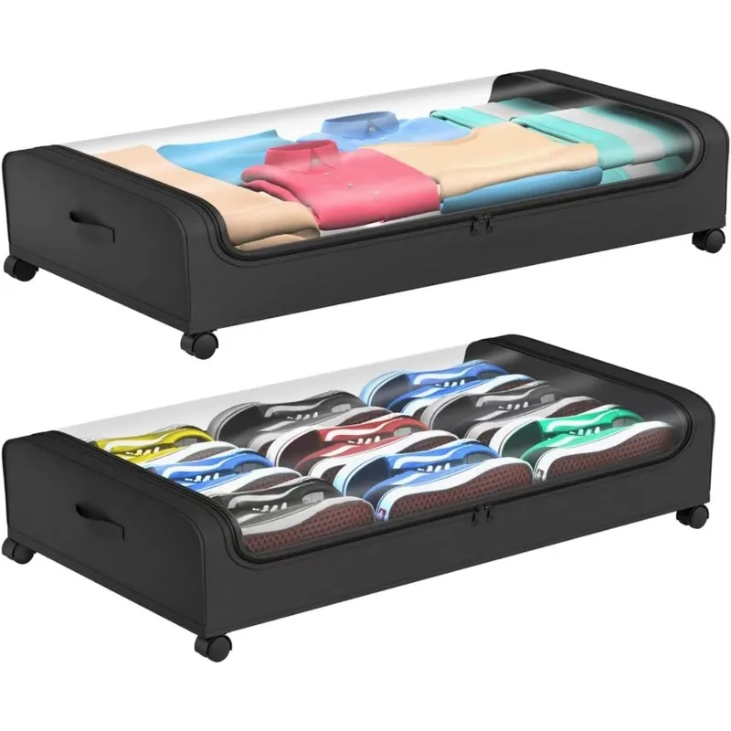 

Under Bed Storage, Under the Bed Storage Containers with Wheels, Under Bed Shoe Storage Organizer with Storage Bags