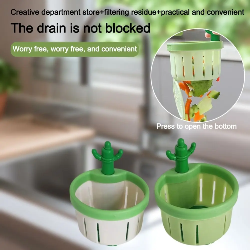 1/2pcs Leakage-proof Cactus Kitchen Sink Drain Strainer Anti-clogging Food Waste Catcher Cactus Sink Drain Filter Easy Cleaning