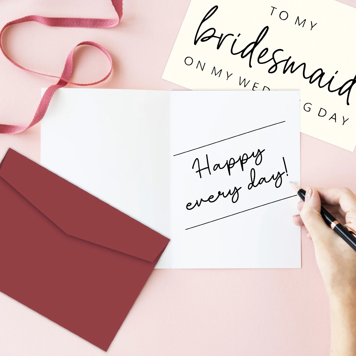 1 Set To My Bridesmaid On My Wedding Day Card Family Of The Bride Or Groom Cards-Wedding Party Card Thank You