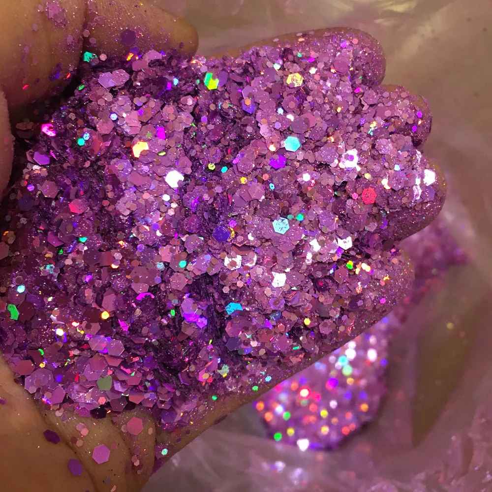 Nail Glitter Nail Flakes 20g Chunky Laser Nail Art Glitter Flakes Multi-Color Resin Craft Slime Making Cosmetic Supplies Holographic 3/1/0.2mm Sequins