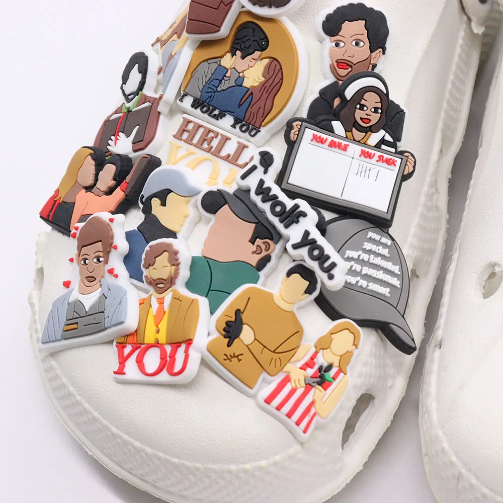 

Wholesale 50pcs Shoe Charms Artistic Suit Man Romantic Couples Accessories PVC Shoe Decoration For Wristbands Croc Jibz Gift