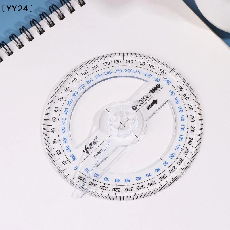 1/3/5Pcs 각도기 측정 도구 원형 각도기 제도 도구 교실용 360도 수학 기하학〔YY24〕