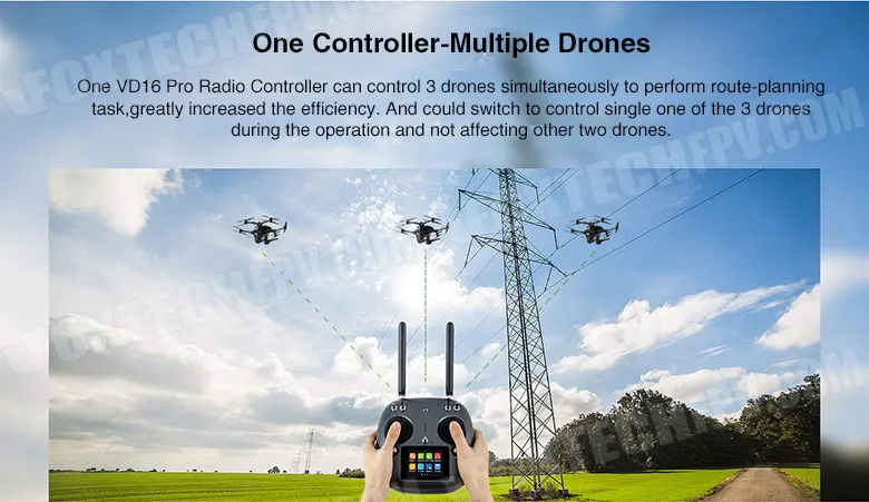VD16 장거리 16 채널 모델 2.4G 송신기 리모컨, RC 헬리콥터 드론 UAV 비행기용