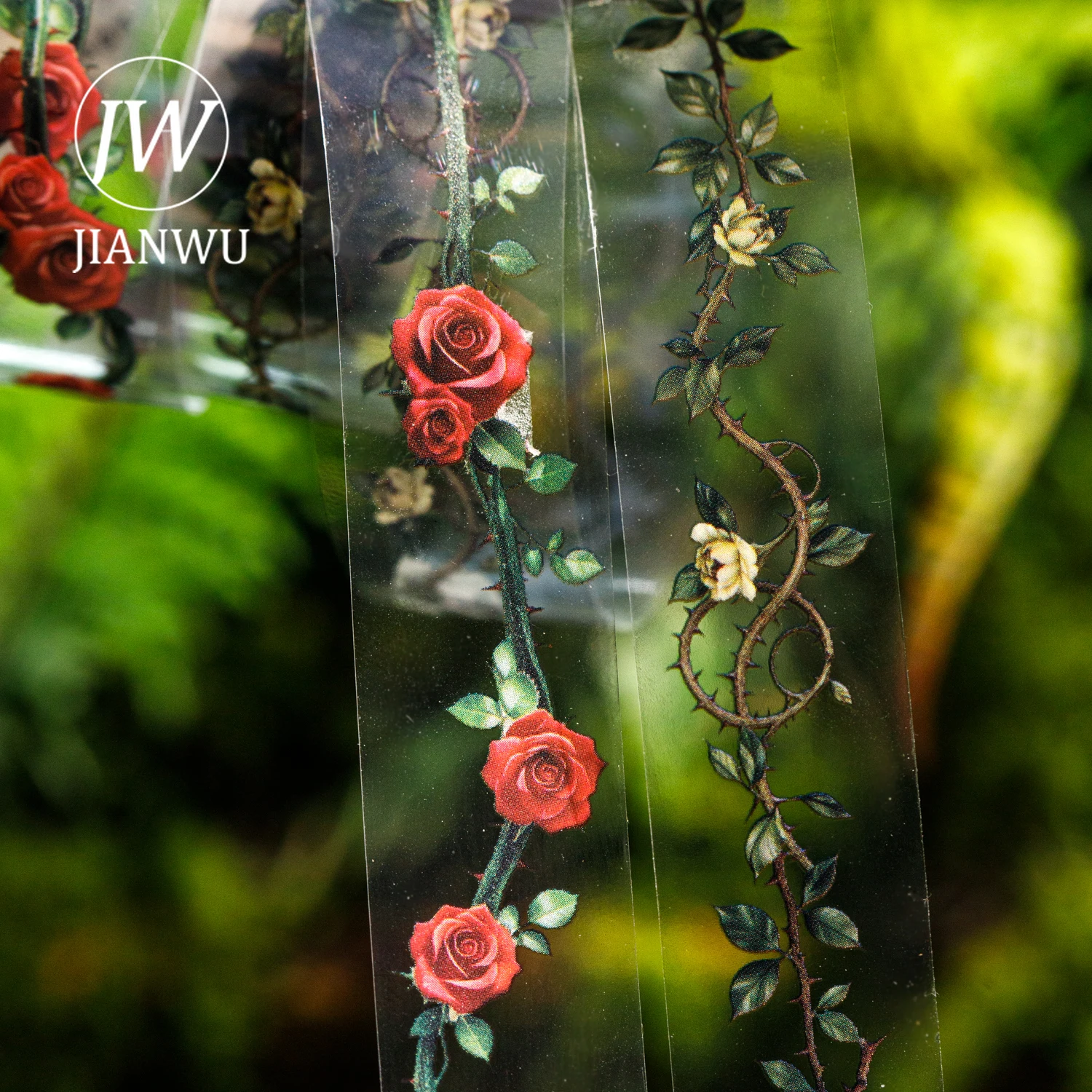 JIANWU 가시 시리즈 빈티지 식물 꽃 덩굴 풍경 소재 콜라주 스크랩북 PET 테이프 크리에이티브 DIY 저널 문구