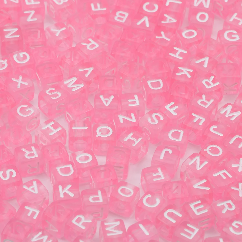 Perles Acryliques Cubiques 6mm - Lettres Et Alphabets - Multi-couleurs - Pour Création De Bijoux