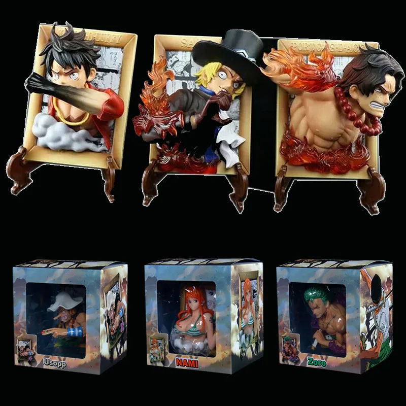 

Anime Peripheral One Piece Ace Fridge Magnet Luffy Sabo Zoro Nami Usopp Pvc Action Figure Collectible Model Toys Boyfriend Gift