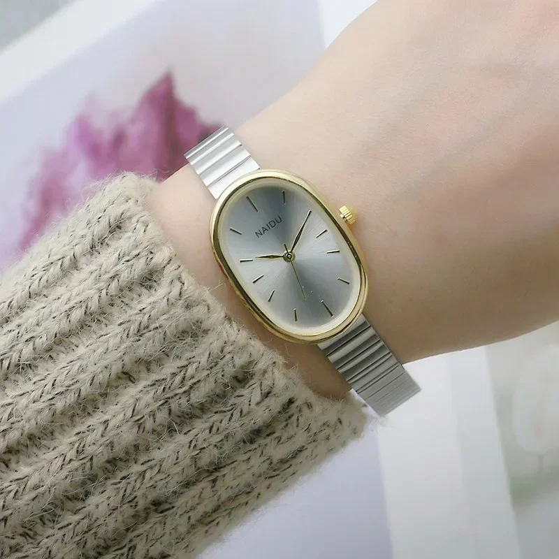 Oval Small Dial Women Quartz Watch Stainless Steel Bamboo Strap Girl Student Leisure Fashion Luxury Gift Wristwatch Dropshipping 3