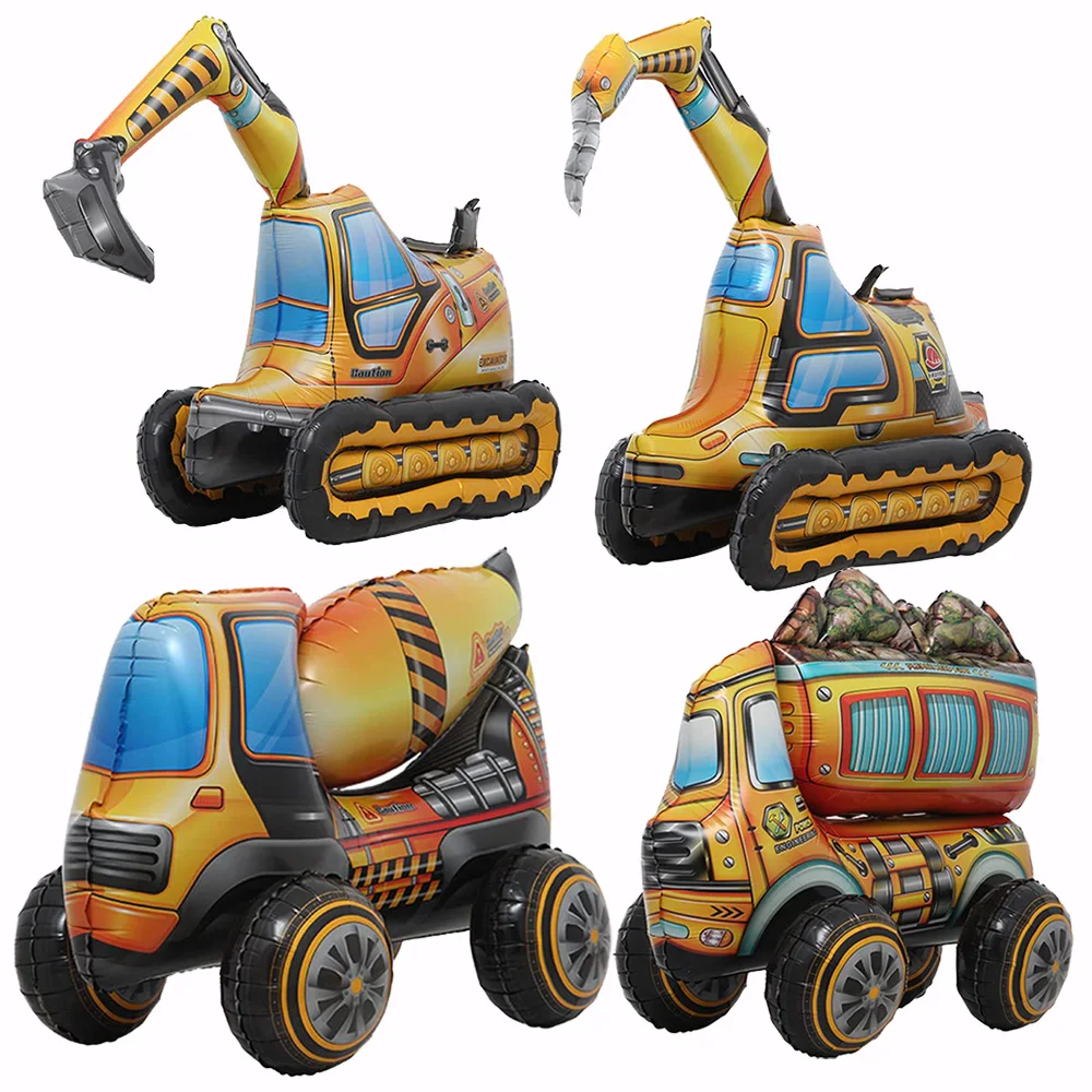 

Construction 4D Foil Balloons Truck Excavator Forklift Crane Car Balloons Vehicles Kids Boys Birthday Baby Shower Decoration