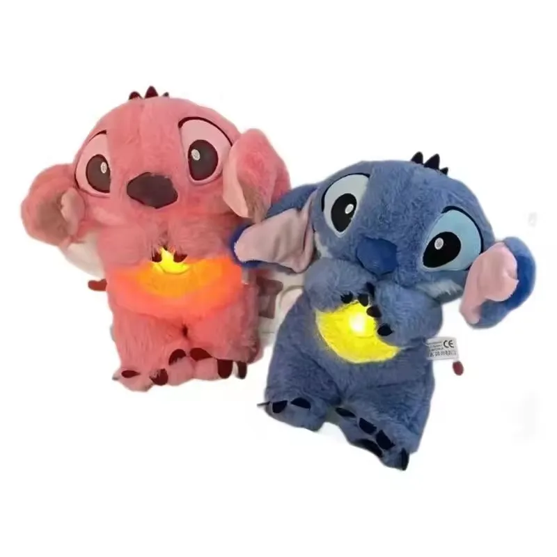 2025 New Lilo&Stitch Plush Doll Breath Child Peluche Kawaii Soothes Toy Anime Baby Music Light Sleep Toys Pink Stitch Kid Gifts 5