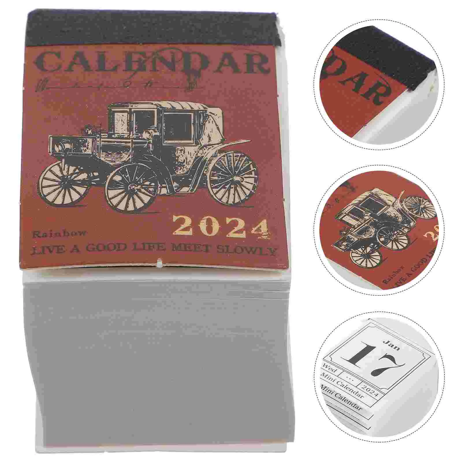 

Mini Retro Calendar Miniature Tearable Calendar Standing Calendar Tabletop Calendar Memo Planner Scrapbooking Office Decor