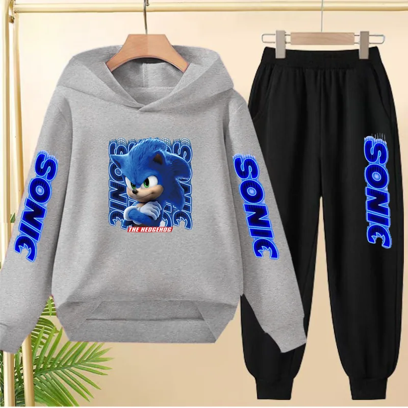 Cozy Blue Kitten Print Winter Sweatshirt and Jogger Set