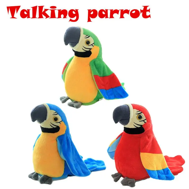 Talking Plush Parrot Toy Funny Repeat Learning Helper Multifunctional Movable Wing Stress Anxiety Relief Interactive Dolls parrot voice control toy talking recording early learning plush toys induction electric abs educational child stuffed dogs kids