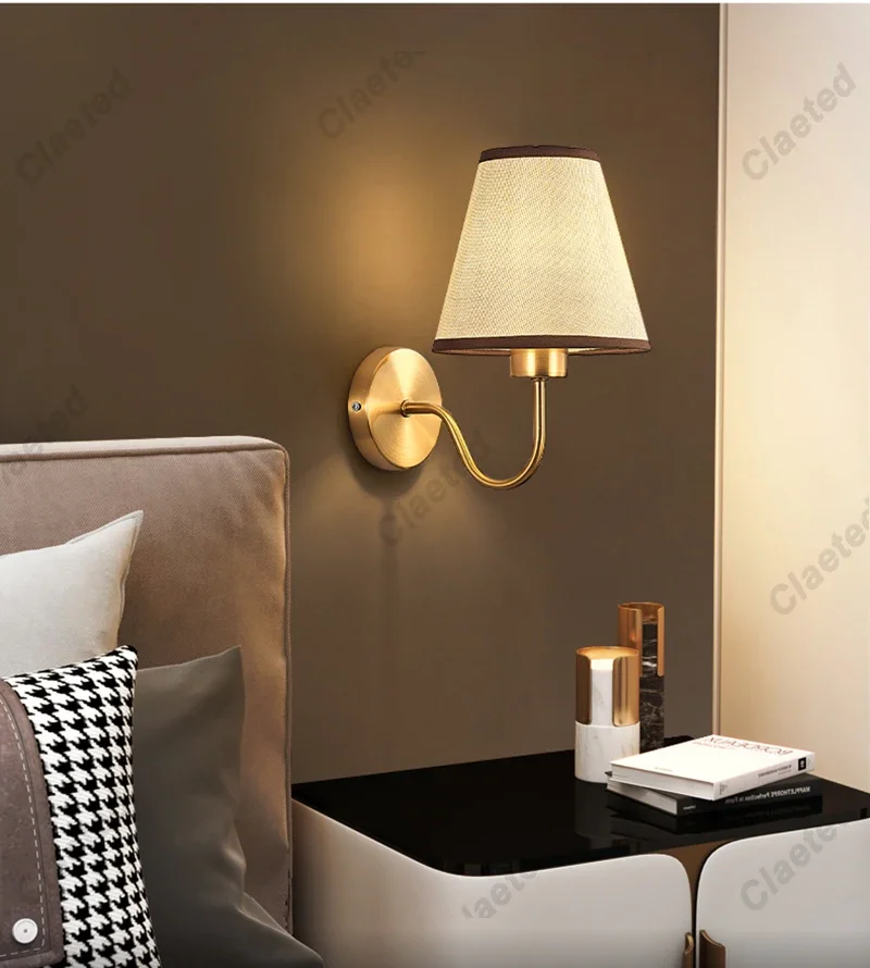 Wall Lamp with LED E27 Bulb Fabric Lampshade Wall Sconces for Hotel Bedroom Bedside Living Room Stairs Home Decoration led wall lamp,wall sconces light,wall lamp