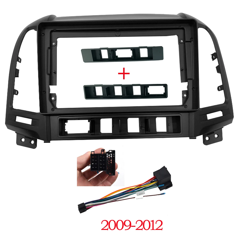 2 Din Car Radio Installation GPS Plastic Fascia Panel Frame and Cable for HYUNDAI Santa Fe IX45 2006~2012 Dash Mount Kit