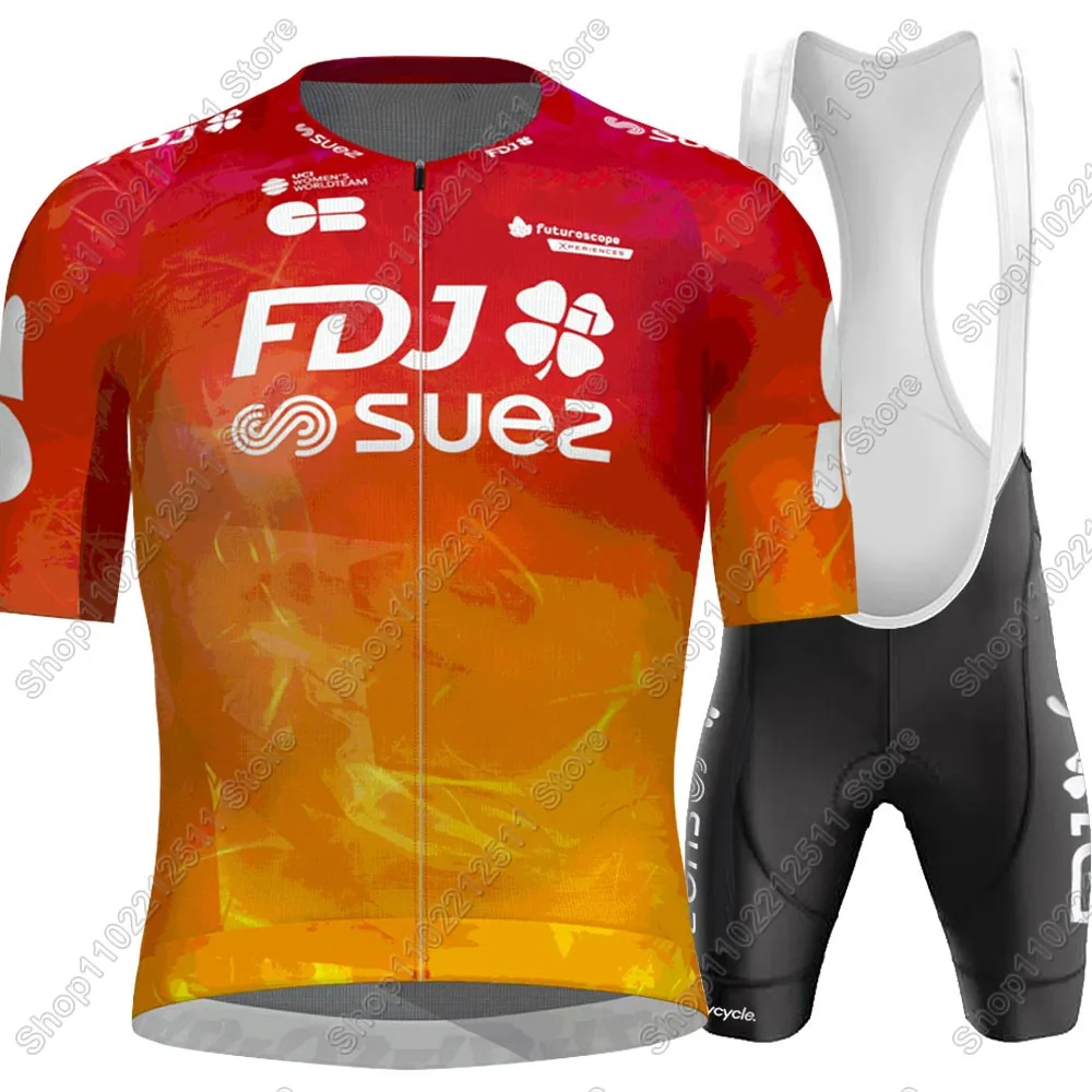 FDJ Suze Team Cycling Jersey Set Women Bicycle Clothing Road Bike Shirts Suit Bicycle Bib Shorts MTB