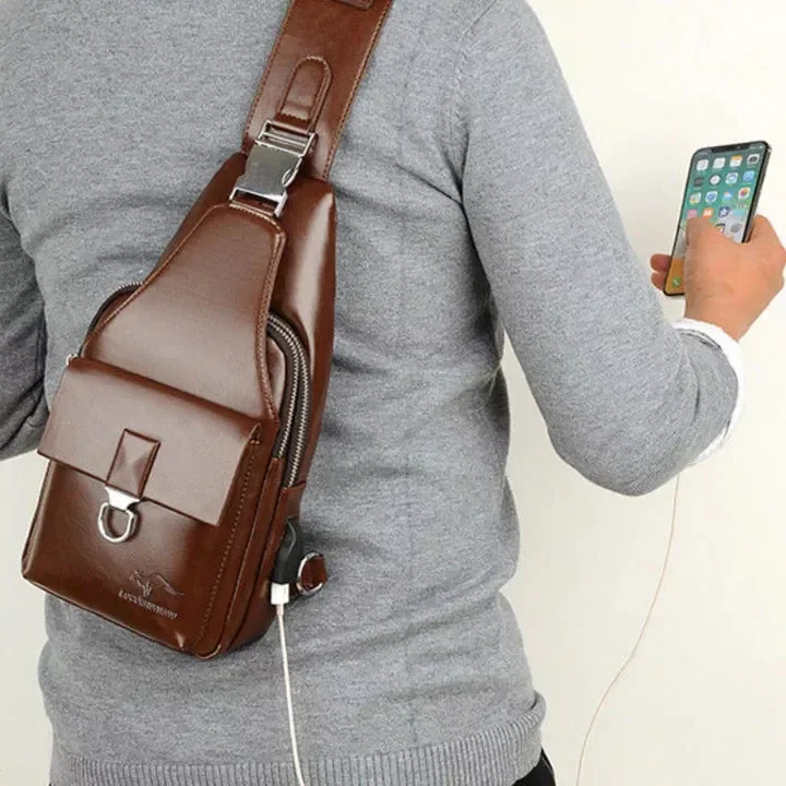 

2022 Men's Rechargeable Waterproof High-quality Chest Bag USB Charging Travel Shoulder Bag Daypack Male