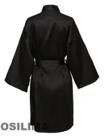 Robe de mariée d'équipe de fête de mariage avec lettres noires, pyjama Kimono en Satin, peignoir de demoiselle d'honneur SP2000 2