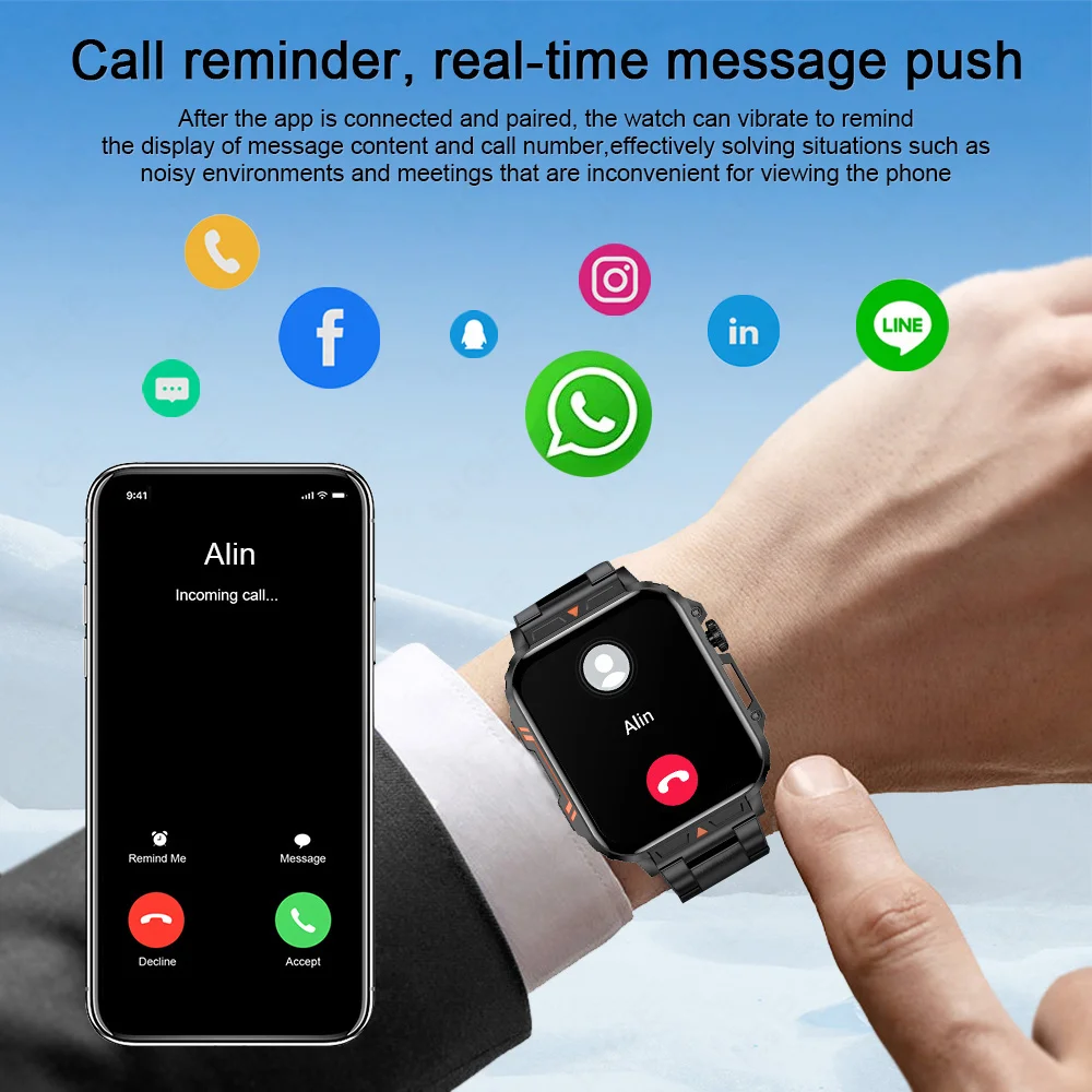 New Smartwatch 1.95" Screen Health Monitoring Watches IP68 Waterproof Sport Fitness Smart Watch For Men Women reloj inteligente