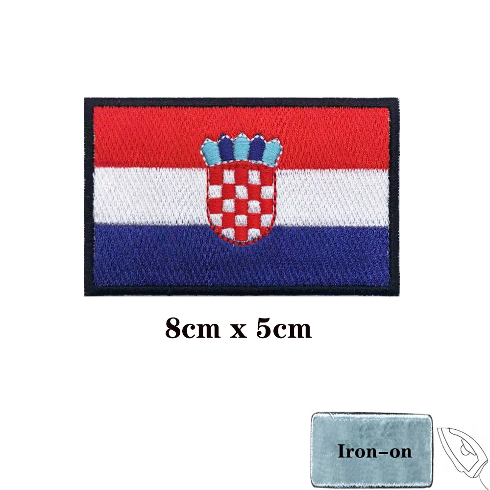 Croatian flag Croatia Patches Armband Embroidered Patch Hook & Loop Iron On Embroidery  Badge Military Stripe