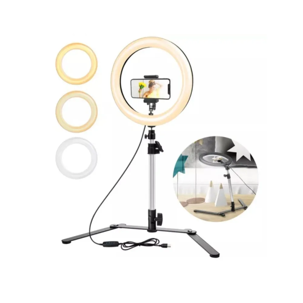 Inch LED Selfie Ring Light With Stand Phone Ring Lamp Desk Photography Lights for Makeup Youtube Video Ringlight