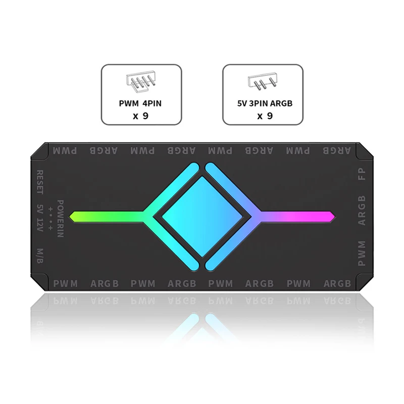Fan Intelligent Temperature Control 5v3 Pin ARGB Hub PWM HUB Wireless Remote Control